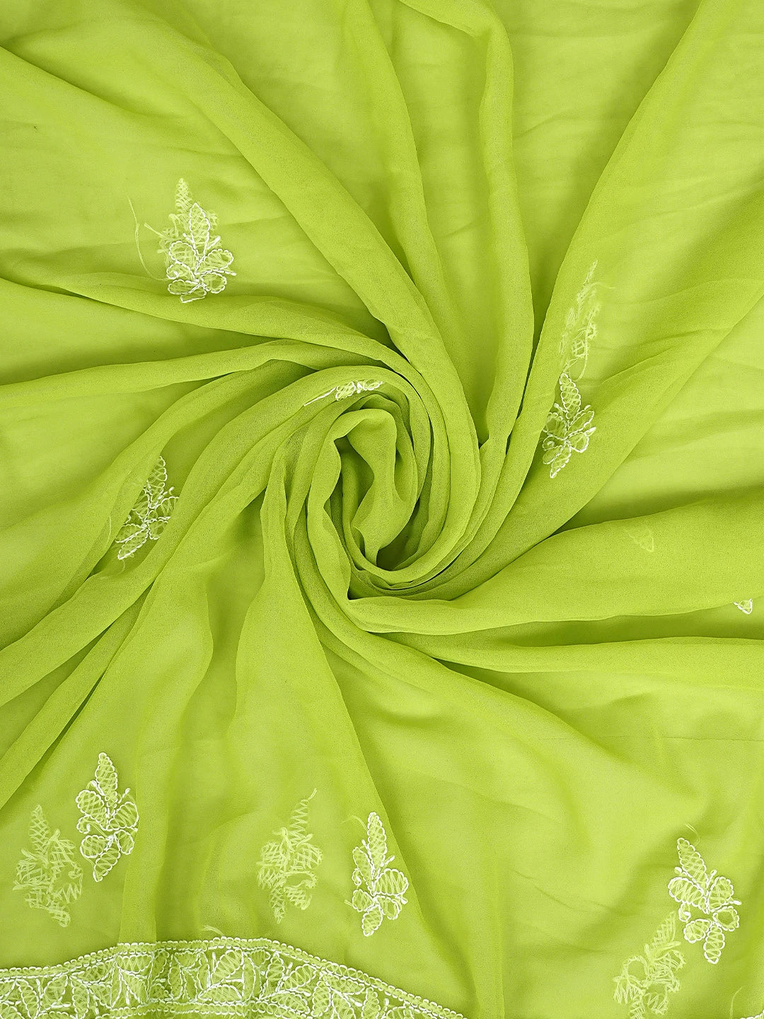 Ada Hand Embroidered Green Georgette Lucknowi Chikankari Unstitched Suit Piece 01A933081