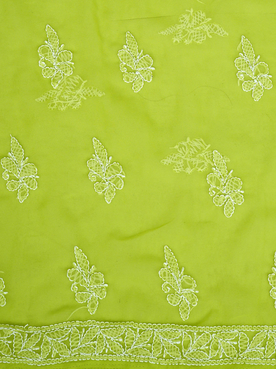 Ada Hand Embroidered Green Georgette Lucknowi Chikankari Unstitched Suit Piece 01A933081