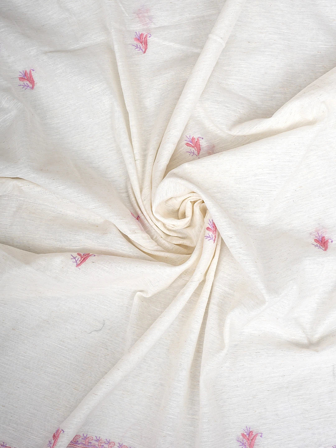Ada Hand Embroidered White Ivory Khadi Chanderi Lucknowi Chikankari Semi-Stitched Kurta Dupatta Set 01A896620