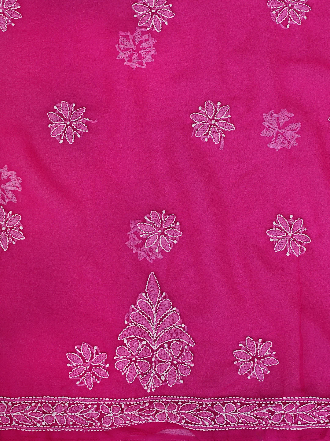 Ada Hand Embroidered Magenta Georgette Lucknowi Chikankari Unstitched Suit Piece 01A933091