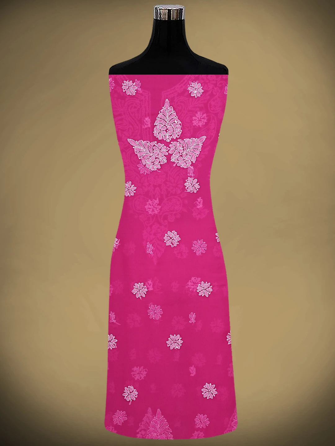 Ada Hand Embroidered Magenta Georgette Lucknowi Chikankari Unstitched Suit Piece 01A933091