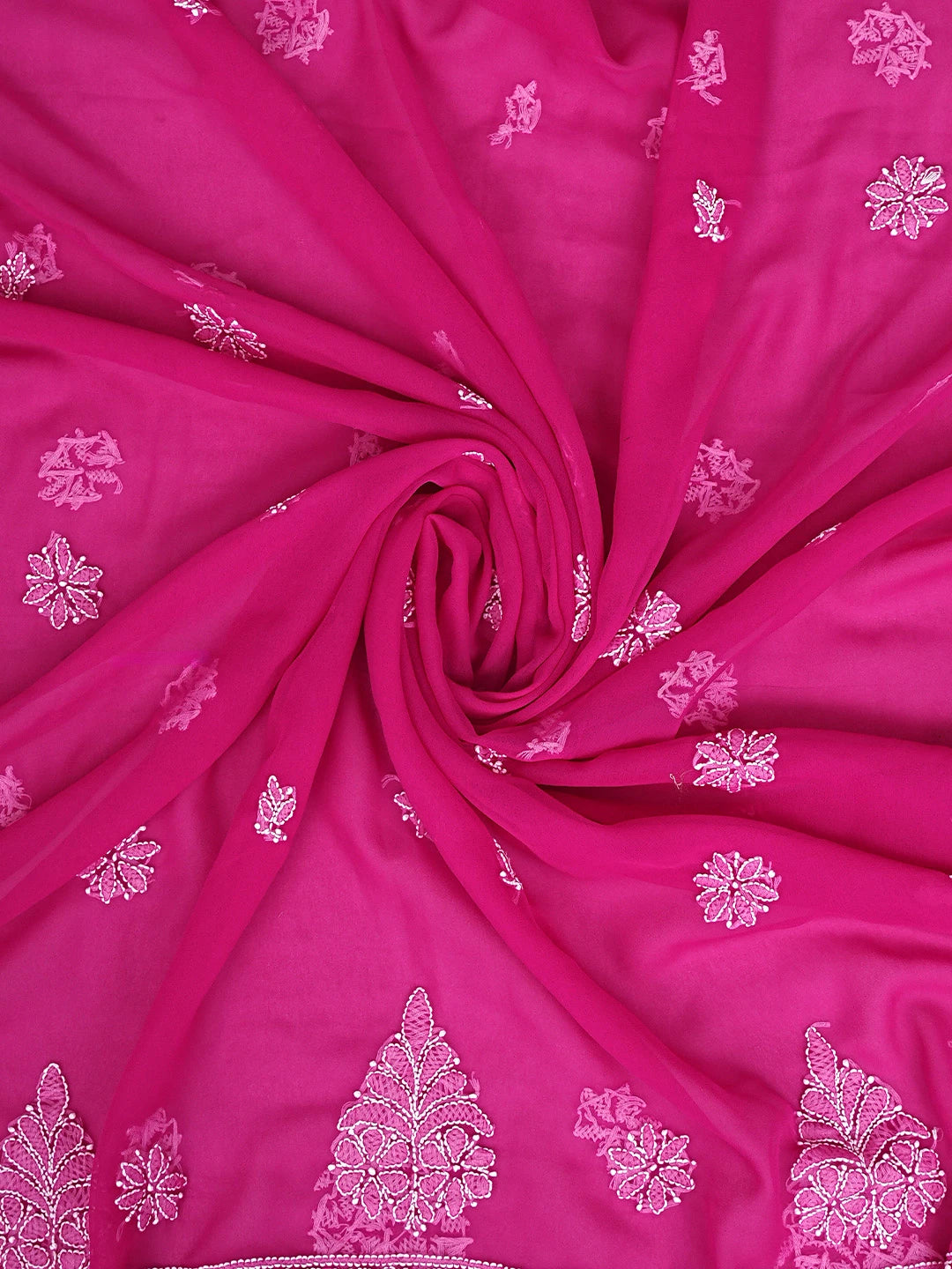 Ada Hand Embroidered Magenta Georgette Lucknowi Chikankari Unstitched Suit Piece 01A933091