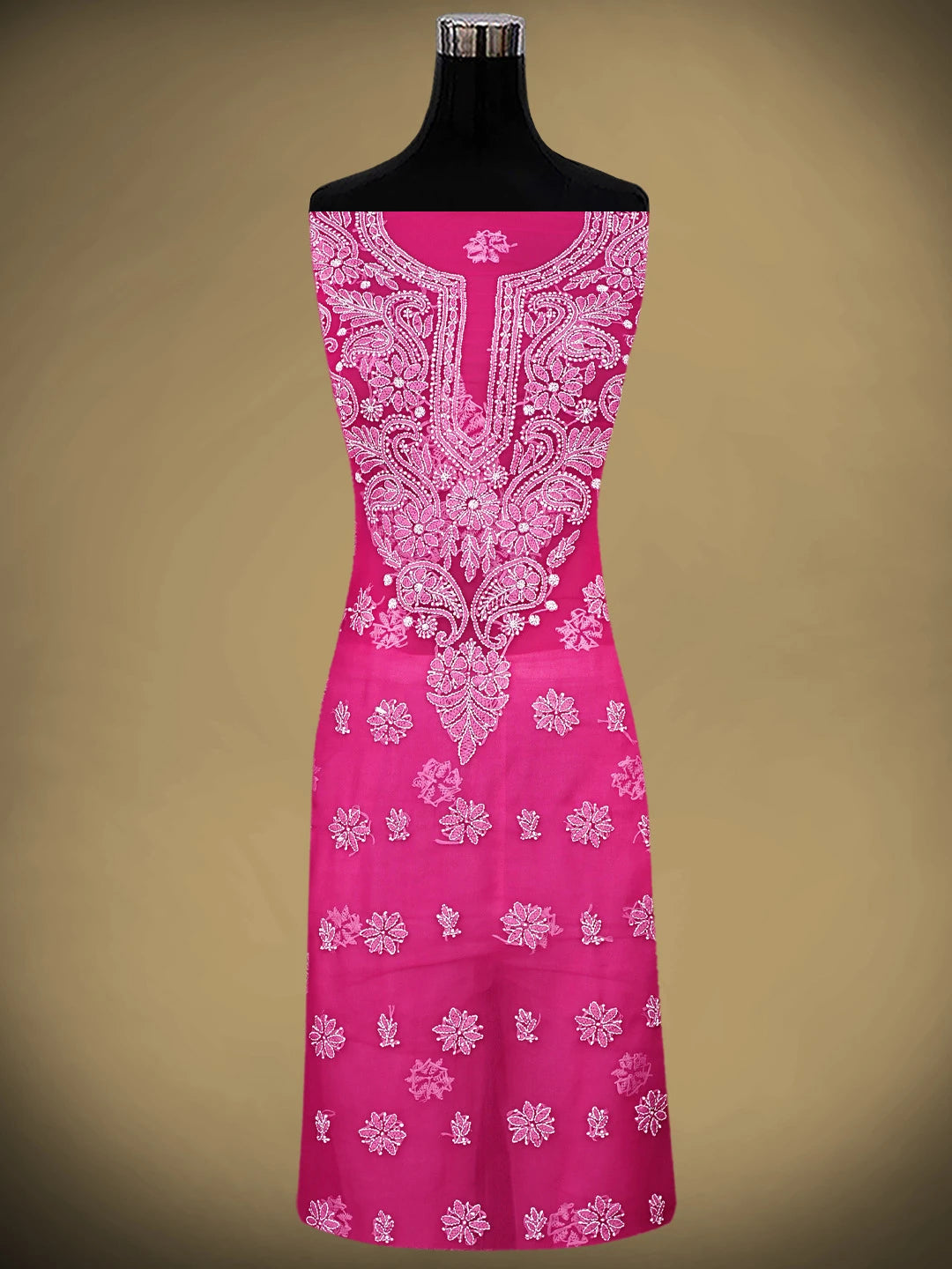 Ada Hand Embroidered Magenta Georgette Lucknowi Chikankari Unstitched Suit Piece 01A933091