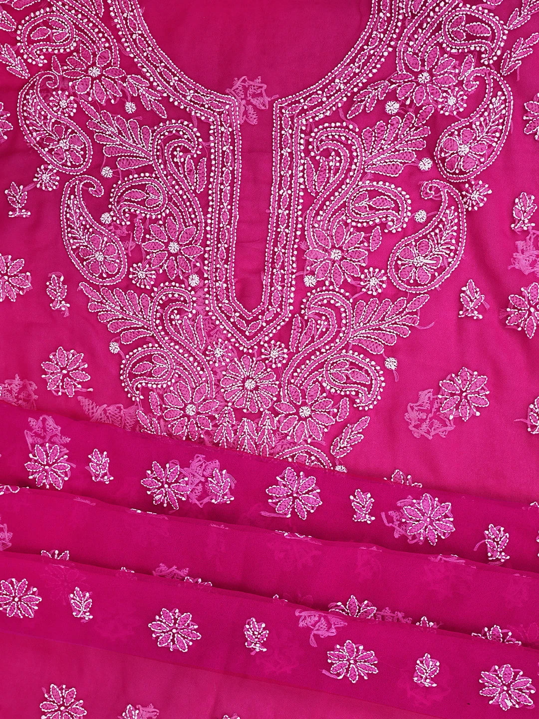 Ada Hand Embroidered Magenta Georgette Lucknowi Chikankari Unstitched Suit Piece 01A933091