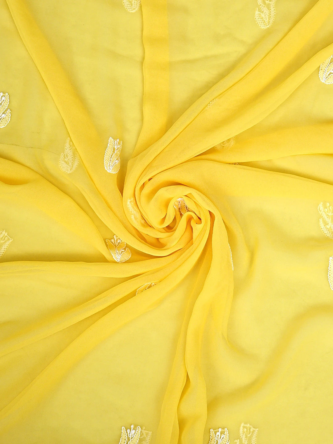 Ada Hand Embroidered Yellow Georgette Lucknowi Chikankari Unstitched Suit Piece 01A793584
