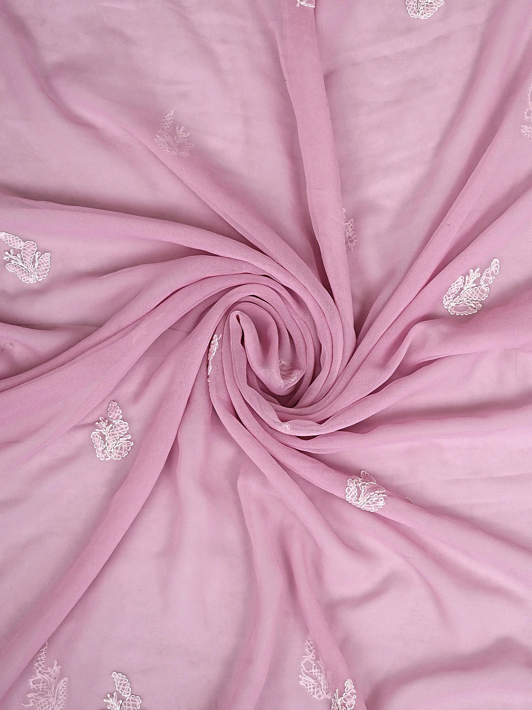Ada Hand Embroidered Tea Rose Pink  Georgette Lucknowi Chikankari Unstitched Suit Piece 01A933069