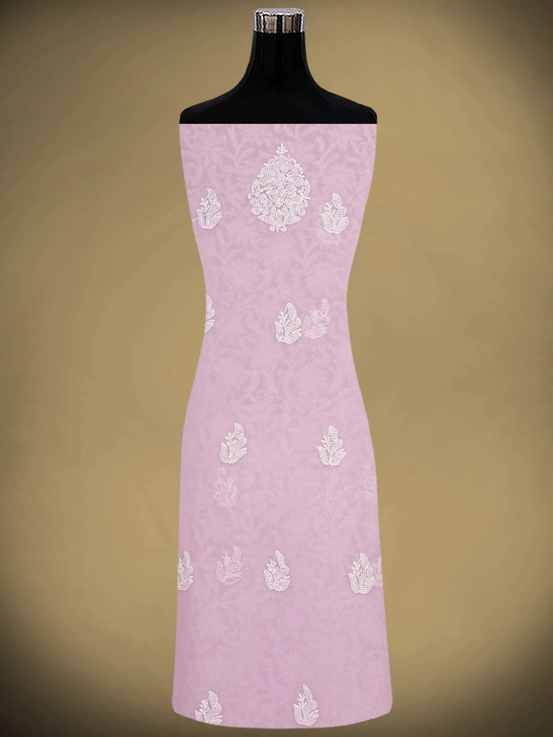 Ada Hand Embroidered Tea Rose Pink  Georgette Lucknowi Chikankari Unstitched Suit Piece 01A933069
