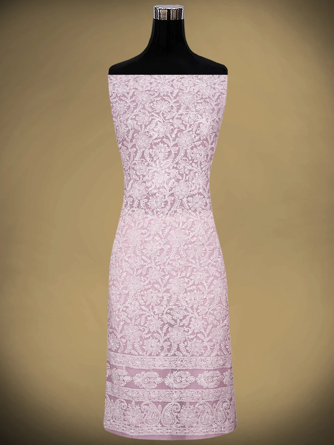 Ada Hand Embroidered Tea Rose Pink  Georgette Lucknowi Chikankari Unstitched Suit Piece 01A933069
