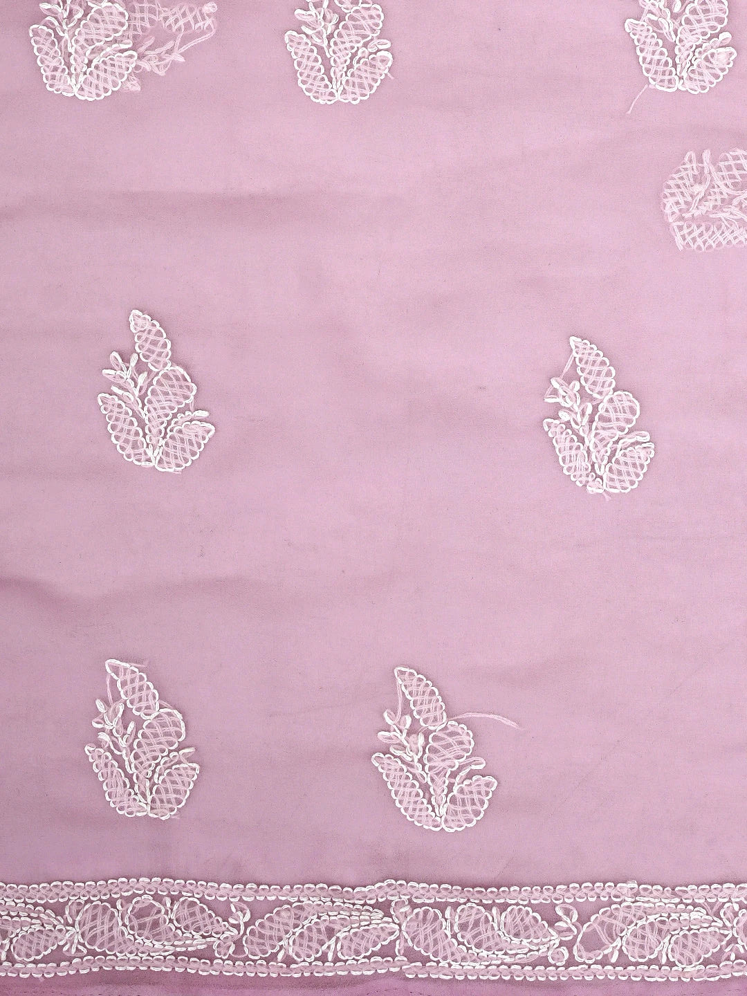 Ada Hand Embroidered Tea Rose Pink  Georgette Lucknowi Chikankari Unstitched Suit Piece 01A933069