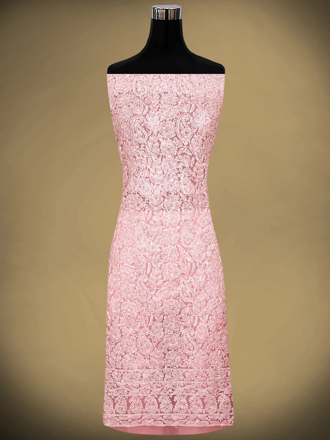 Ada Hand Embroidered Peach Georgette Lucknowi Chikankari Unstitched Suit Piece 01A933076