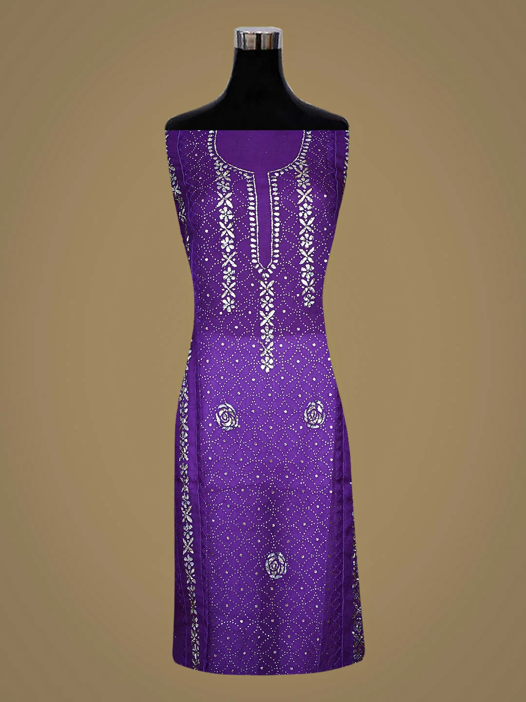 Ada Hand Embroidered Purple Organza Semi-stitched Kurta Dupatta Set With Muqaish/Mukaish Work 01A887245