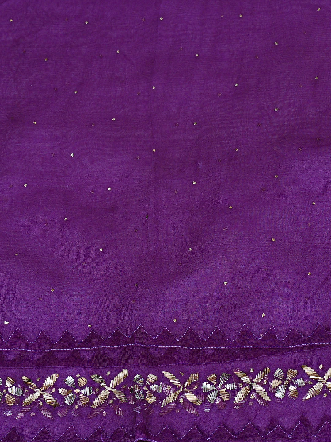 Ada Hand Embroidered Purple Organza Semi-stitched Kurta Dupatta Set With Muqaish/Mukaish Work 01A887245
