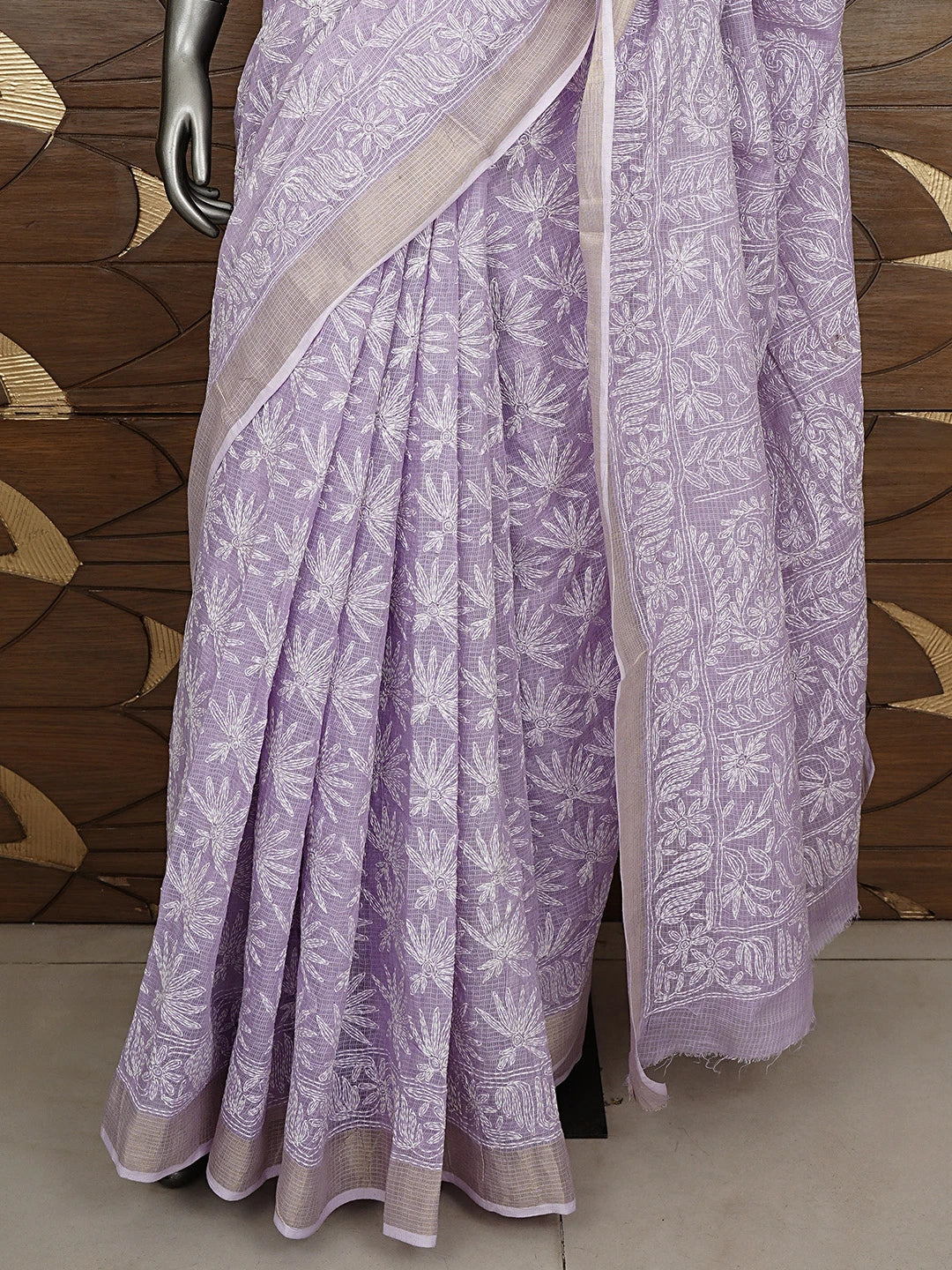 Ada Hand Embroidered Mauve Kota Lucknowi Chikankari Saree and Blouse 01A922185