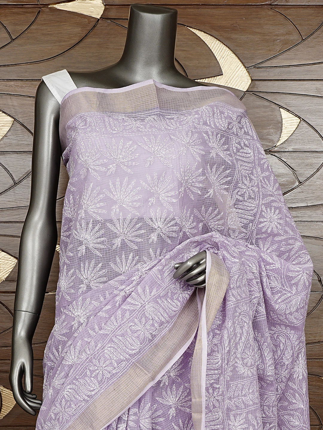 Ada Hand Embroidered Mauve Kota Lucknowi Chikankari Saree and Blouse 01A922185