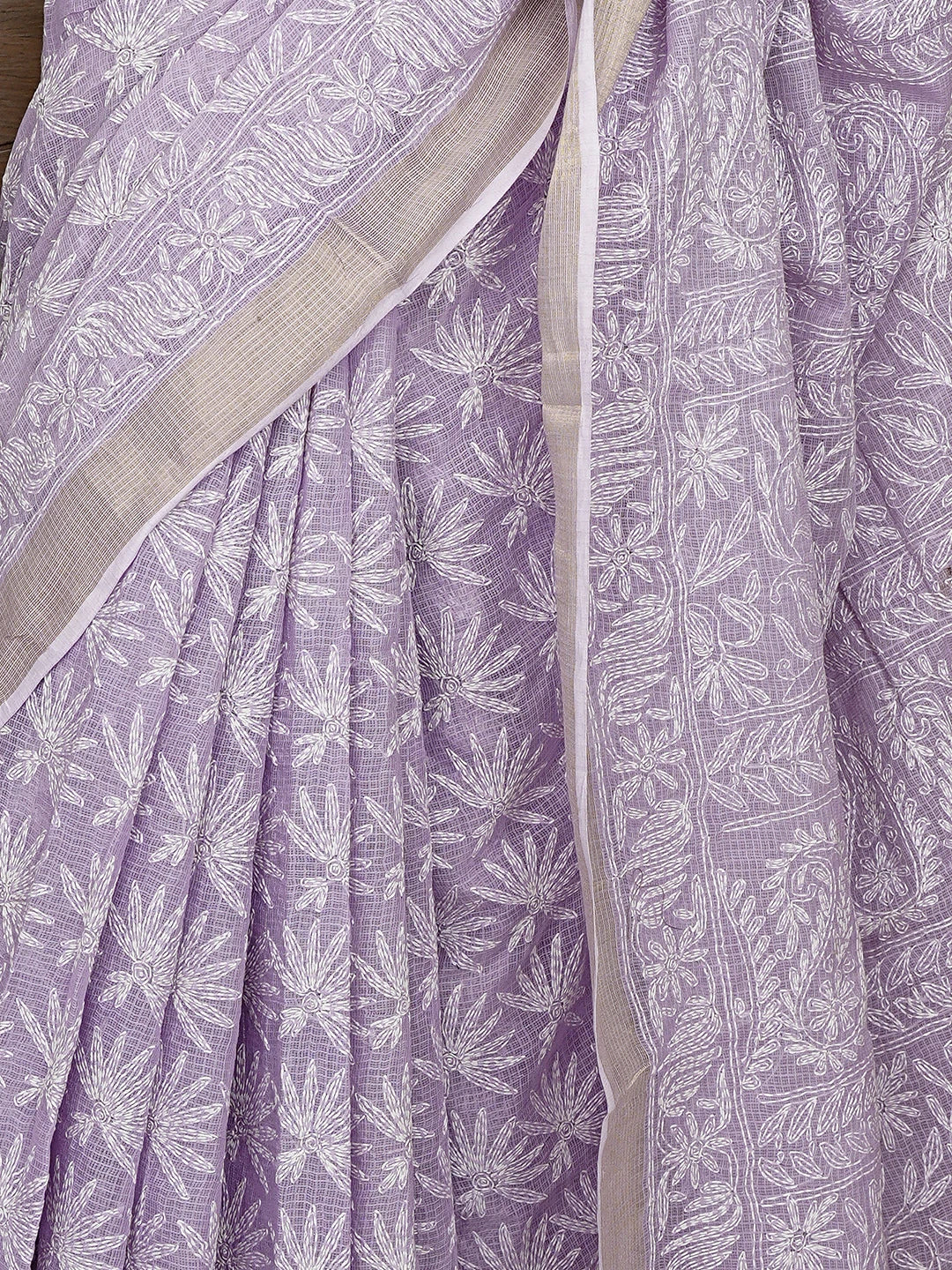 Ada Hand Embroidered Mauve Kota Lucknowi Chikankari Saree and Blouse 01A922185