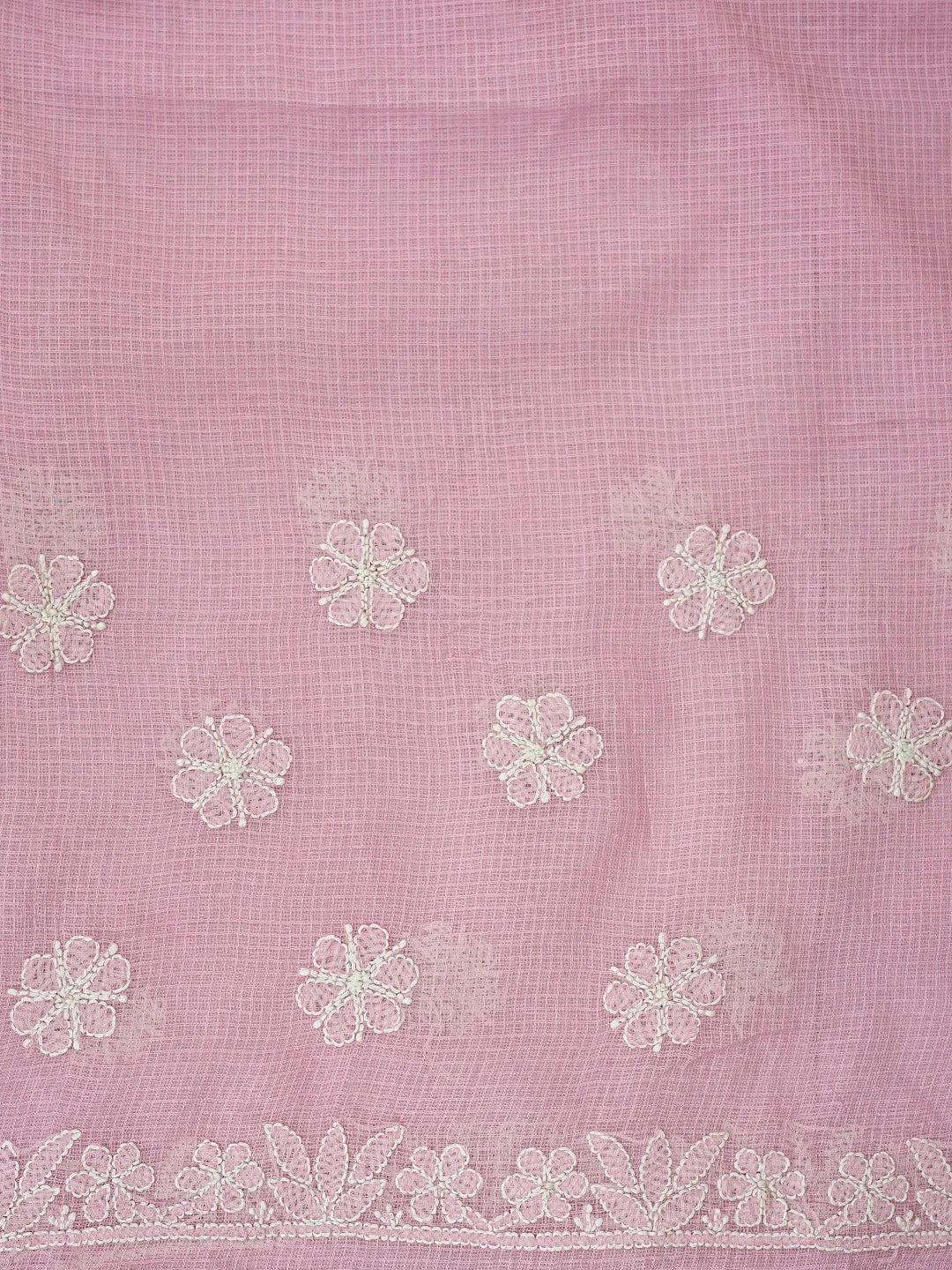 Ada Hand Embroidered Pink Kota Lucknowi Chikankari Saree and Blouse 01A922276