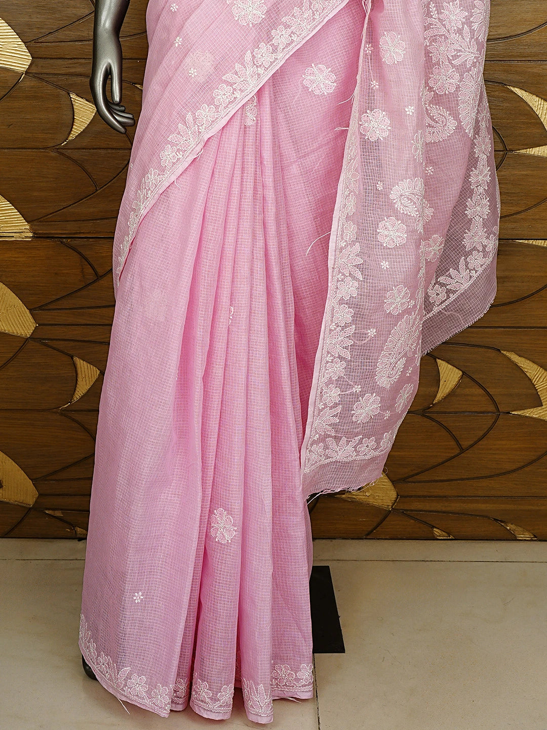 Ada Hand Embroidered Pink Kota Lucknowi Chikankari Saree and Blouse 01A922276
