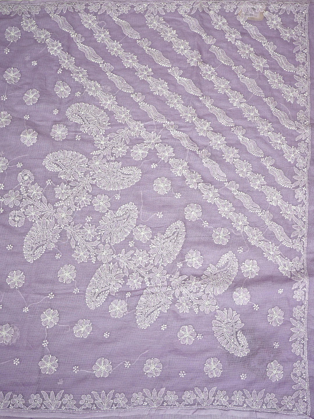 Ada Hand Embroidered Mauve Kota Lucknowi Chikankari Saree and Blouse 01A922280