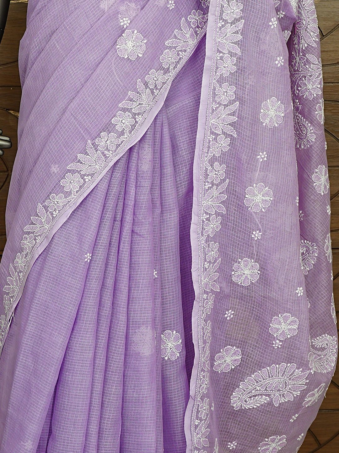 Ada Hand Embroidered Mauve Kota Lucknowi Chikankari Saree and Blouse 01A922280