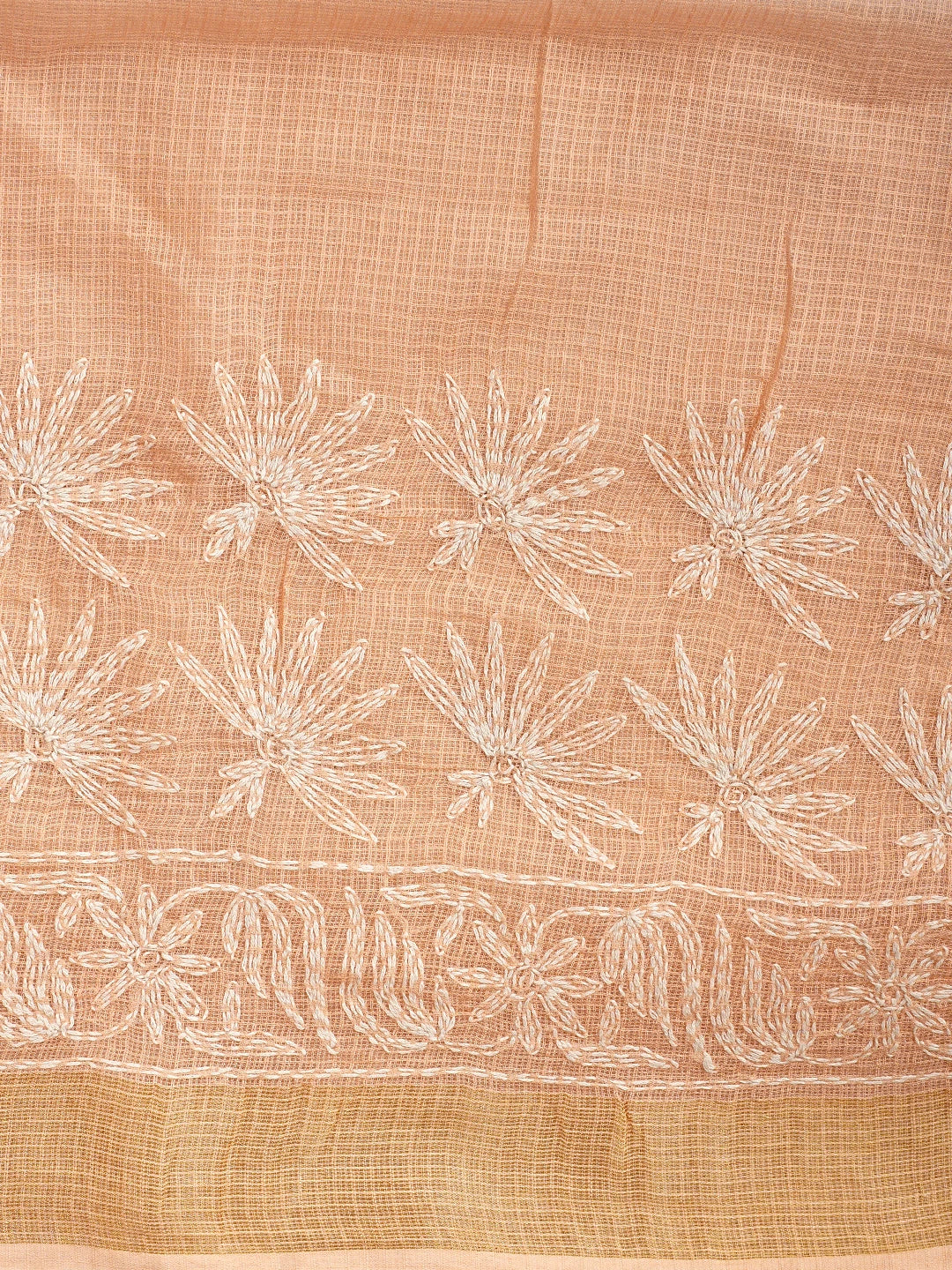 Ada Hand Embroidered Peach Kota Lucknowi Chikankari Saree and Blouse 01A922179