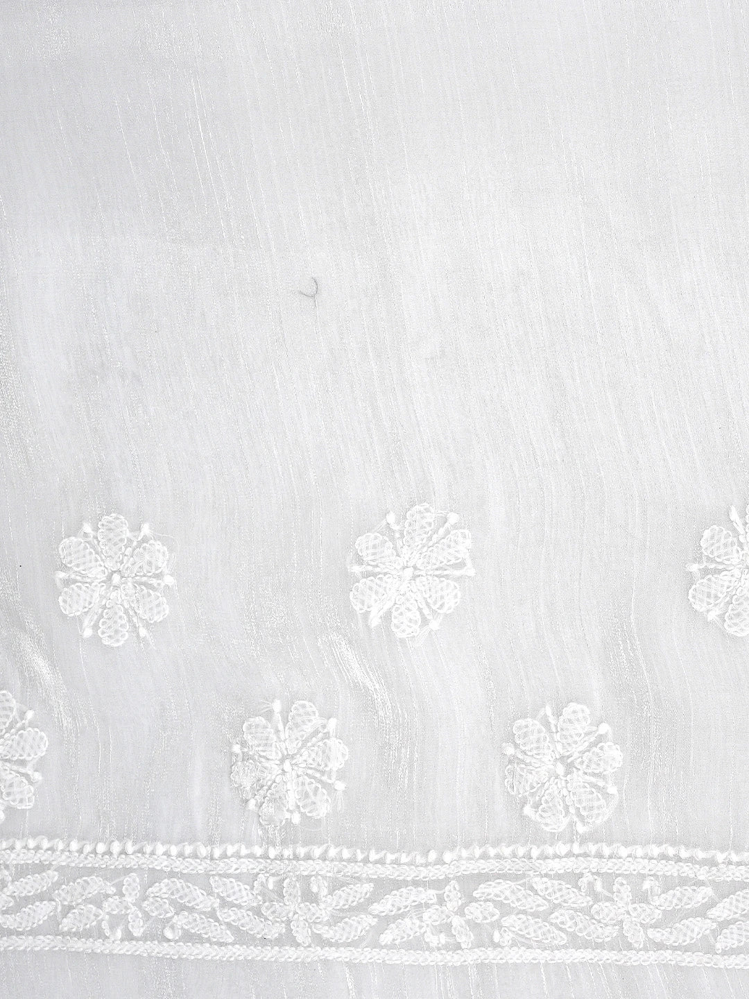 Ada Hand Embroidered White Tissue Lucknowi Chikankari Saree and Blouse 01A911323