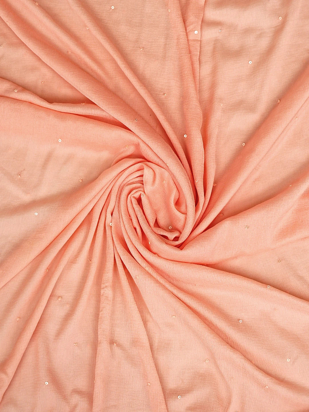 Ada Hand Embroidered Peach Cotton Lucknowi Chikankari Unstitched Suit Piece With Cutdana Work 01A790900