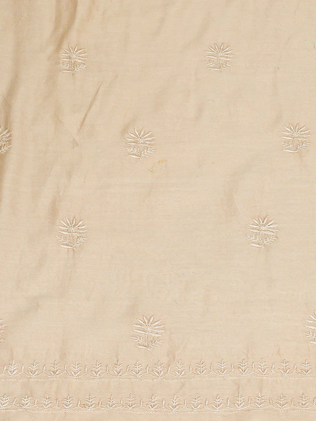 Ada Hand Embroidered Fawn Chanderi Lucknowi Chikankari Unstitched Kurta Dupatta Set 01A923341