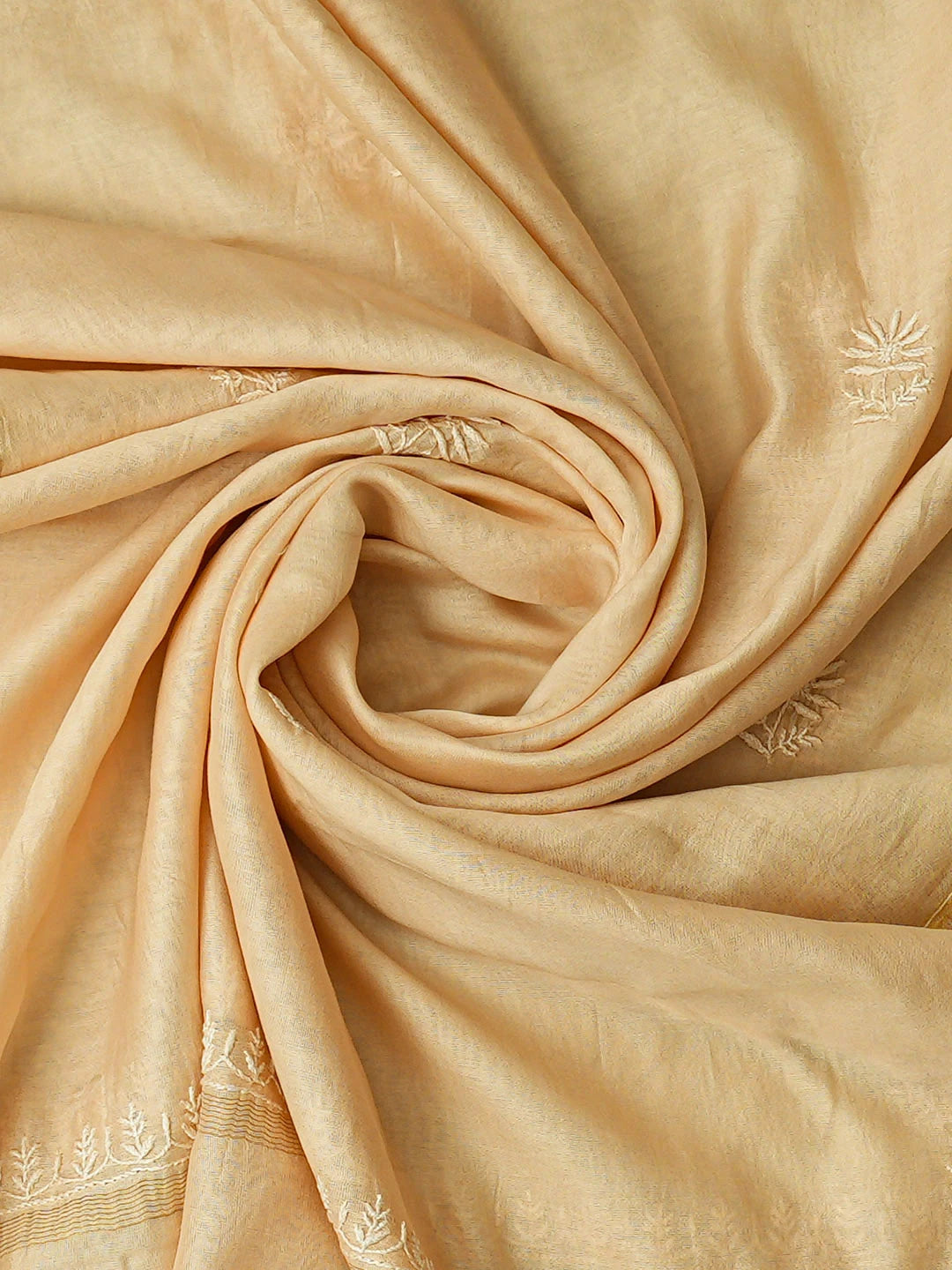 Ada Hand Embroidered Fawn Chanderi Lucknowi Chikankari Unstitched Kurta Dupatta Set 01A923341