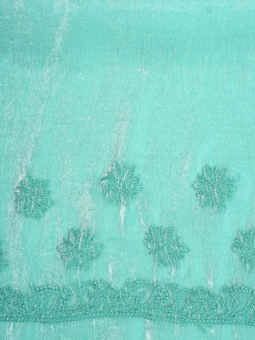 Ada Hand Embroidered Sea Green Tissue Lucknowi Chikankari Saree and Blouse 01A911318