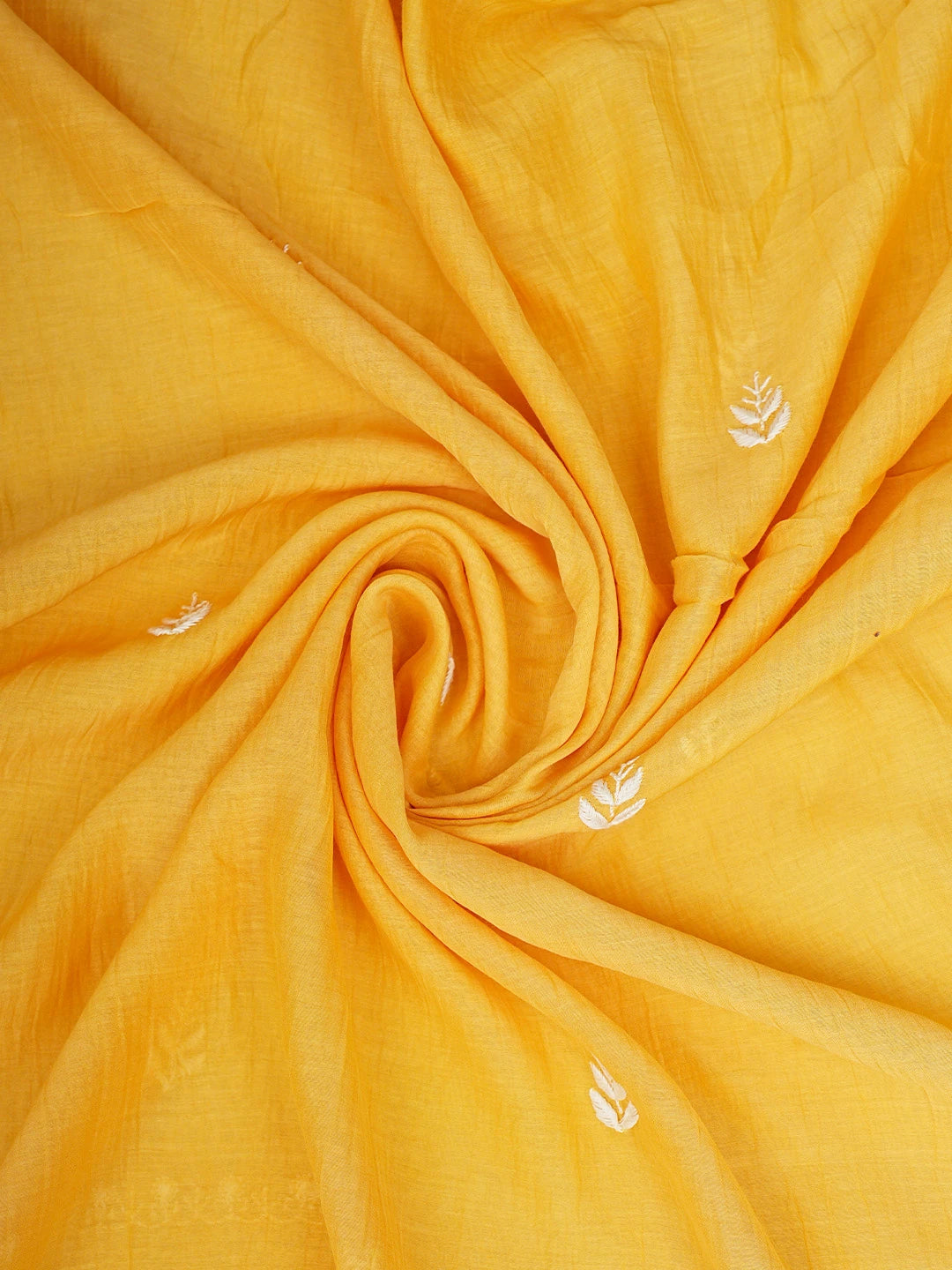 Ada Hand Embroidered Mustard Chanderi Lucknowi Chikankari Unstitched Kurta Dupatta Set 01A903851