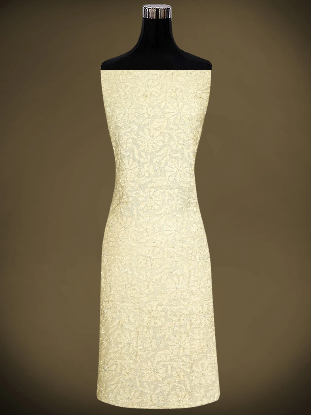 Ada Hand Embroidered Light Fawn Muslin Lucknowi Chikankari Unstitched Kurta Dupatta Set 01A663356