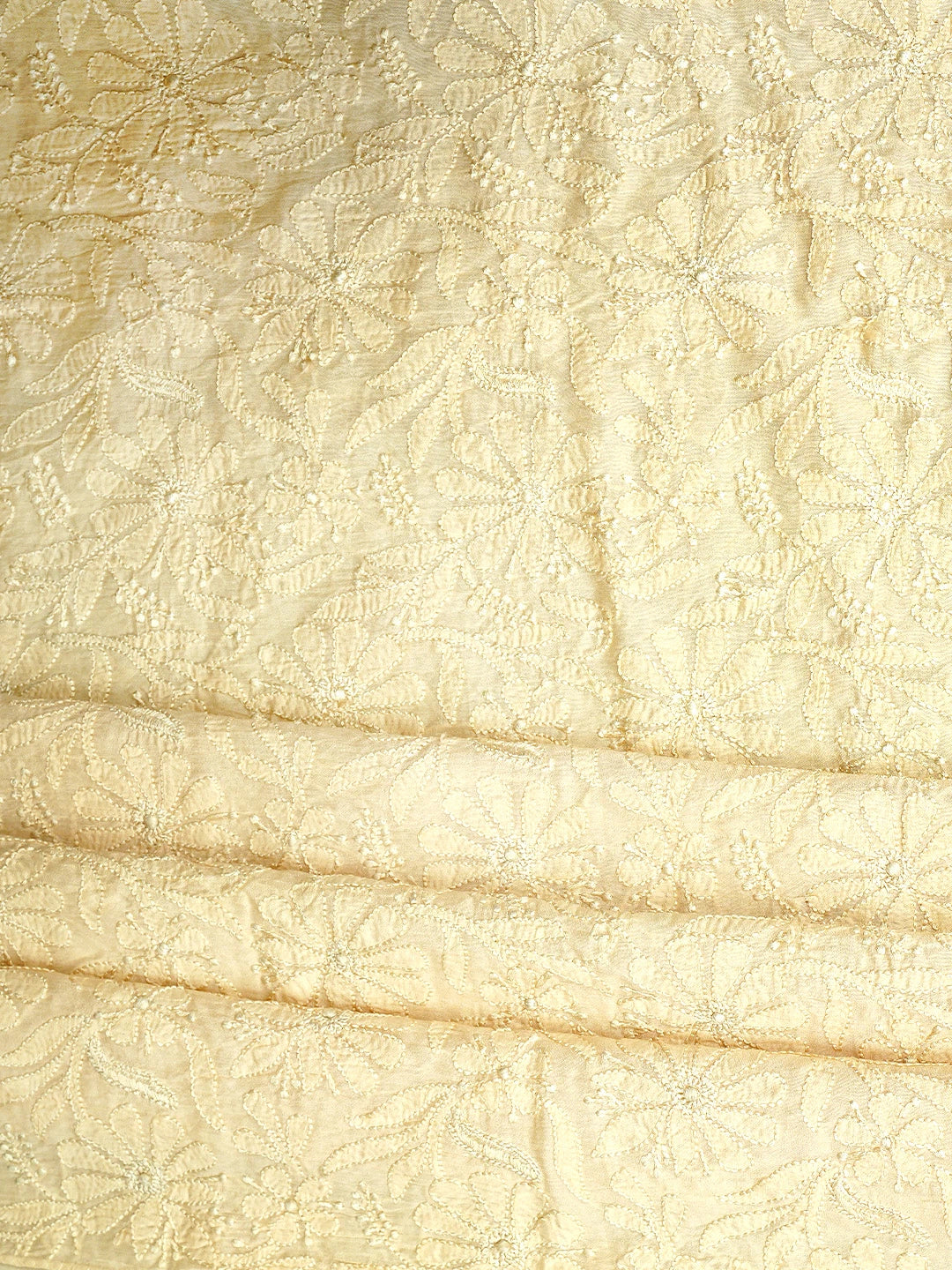 Ada Hand Embroidered Light Fawn Muslin Lucknowi Chikankari Unstitched Kurta Dupatta Set 01A663356