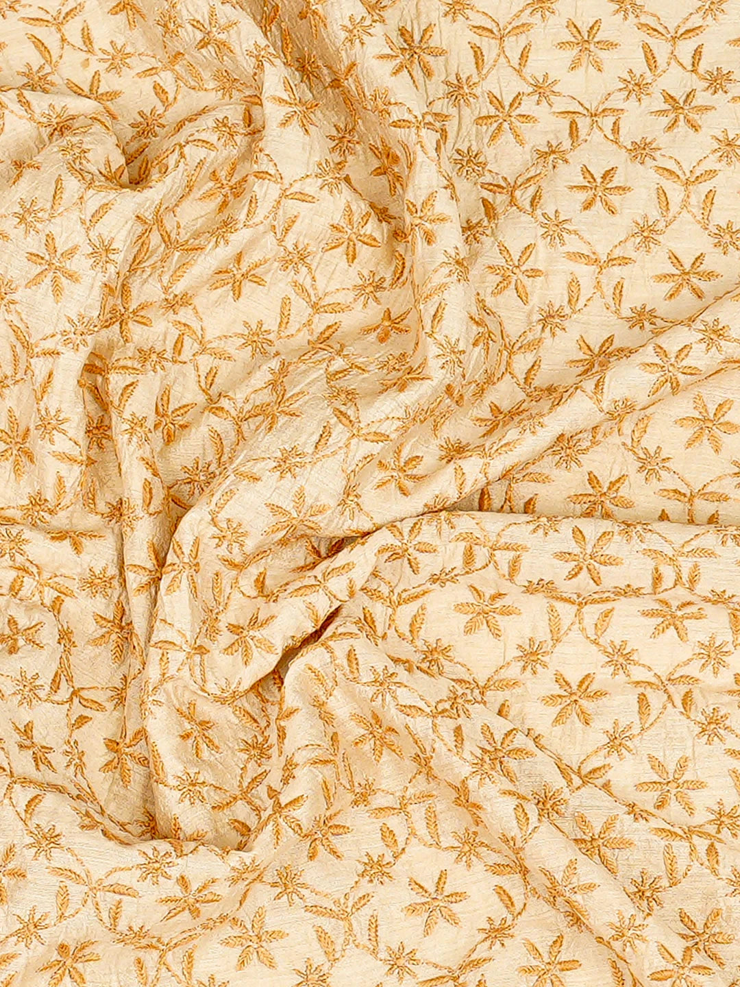 Ada Hand Embroidered Fawn Moonga Silk Lucknowi Chikankari Unstitched Men's Kurta 01A924313
