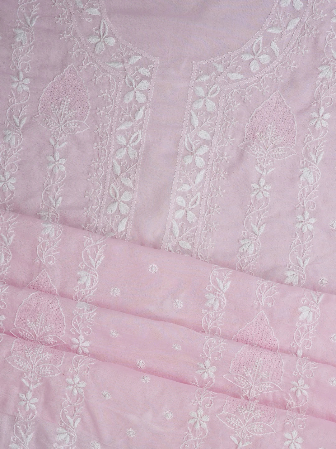 Ada Hand Embroidered Pink Cotton Lucknowi Chikankari Unstitched Suit Piece 01A773513