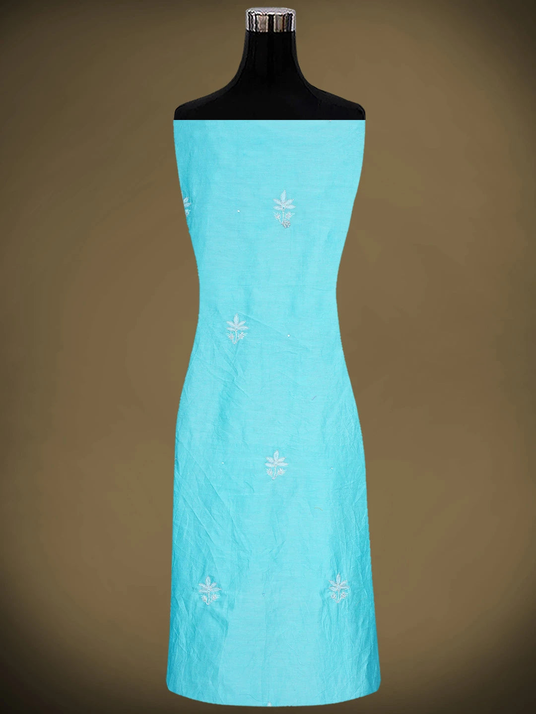 Ada Hand Embroidered Sky Blue Chanderi Lucknowi Chikankari Unstitched Suit Piece With Sequinned Work 01A805664