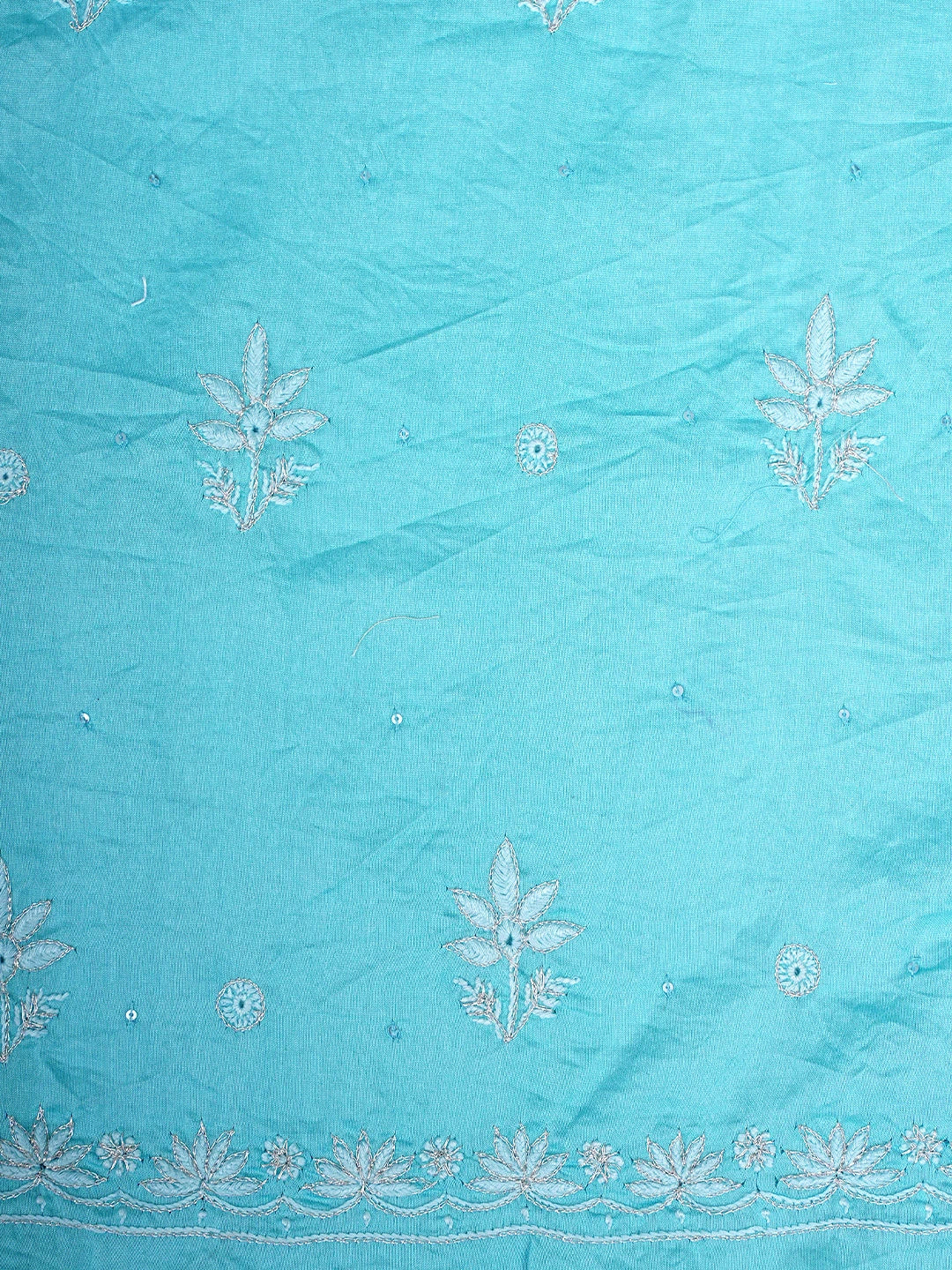 Ada Hand Embroidered Sky Blue Chanderi Lucknowi Chikankari Unstitched Suit Piece With Sequinned Work 01A805664