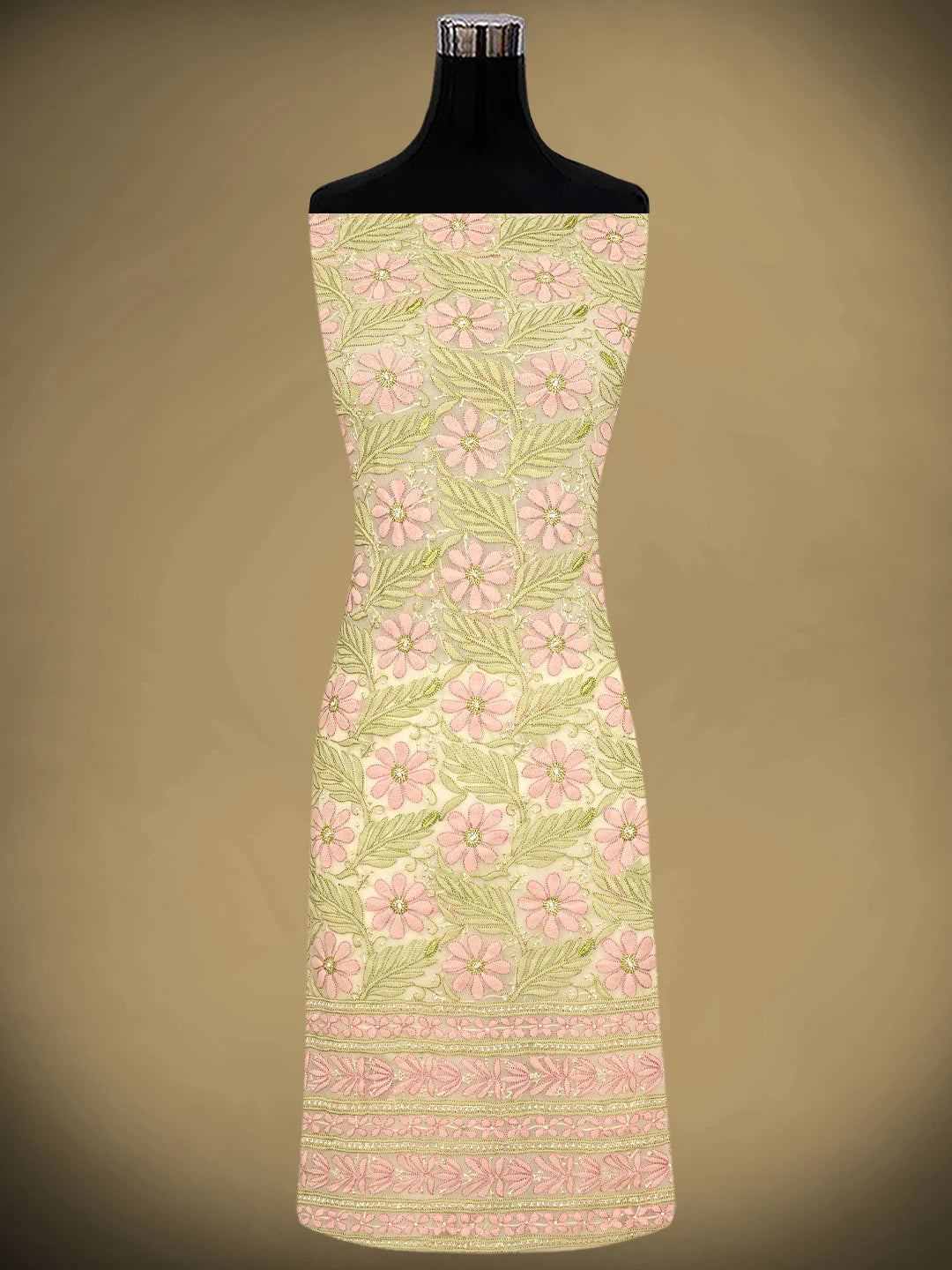 Ada Hand Embroidered Fawn Georgette Lucknowi Chikankari Unstitched Suit Piece 01A931604