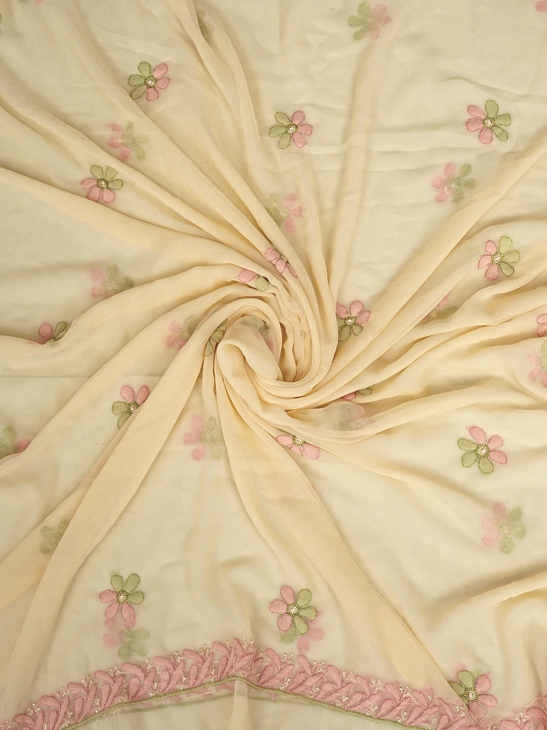 Ada Hand Embroidered Fawn Georgette Lucknowi Chikankari Unstitched Suit Piece 01A931604