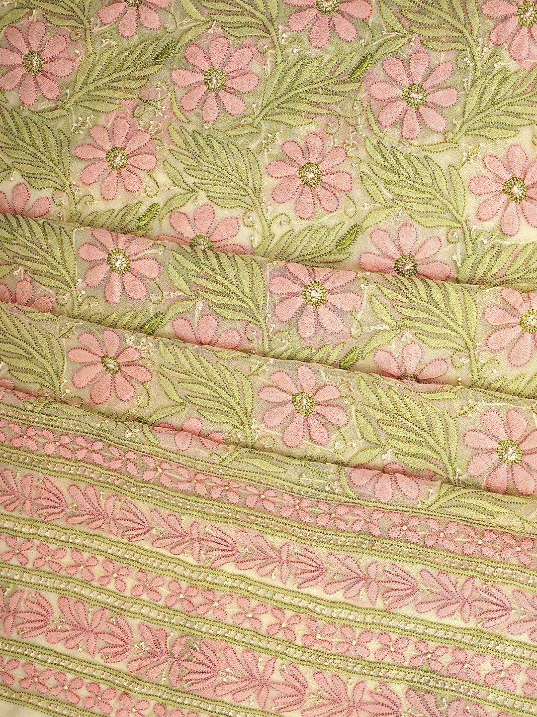 Ada Hand Embroidered Fawn Georgette Lucknowi Chikankari Unstitched Suit Piece 01A931604