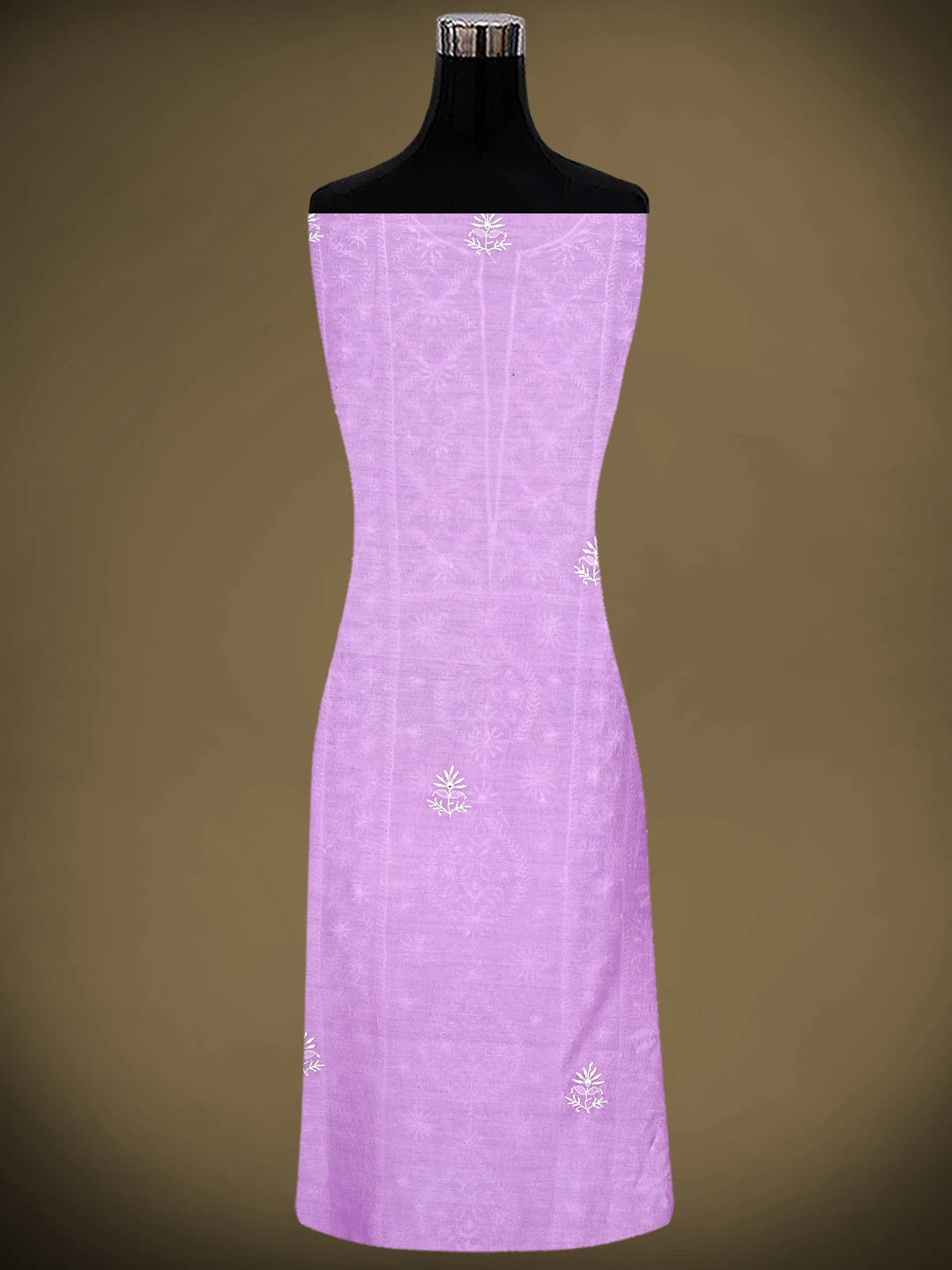 Ada Hand Embroidered Mauve Chanderi Lucknowi Chikankari Unstitched Kurta Dupatta Set 01A923343
