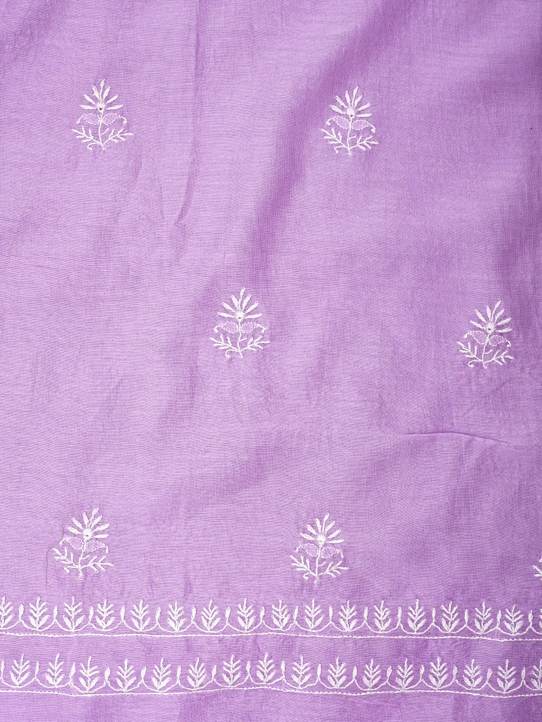 Ada Hand Embroidered Mauve Chanderi Lucknowi Chikankari Unstitched Kurta Dupatta Set 01A923343