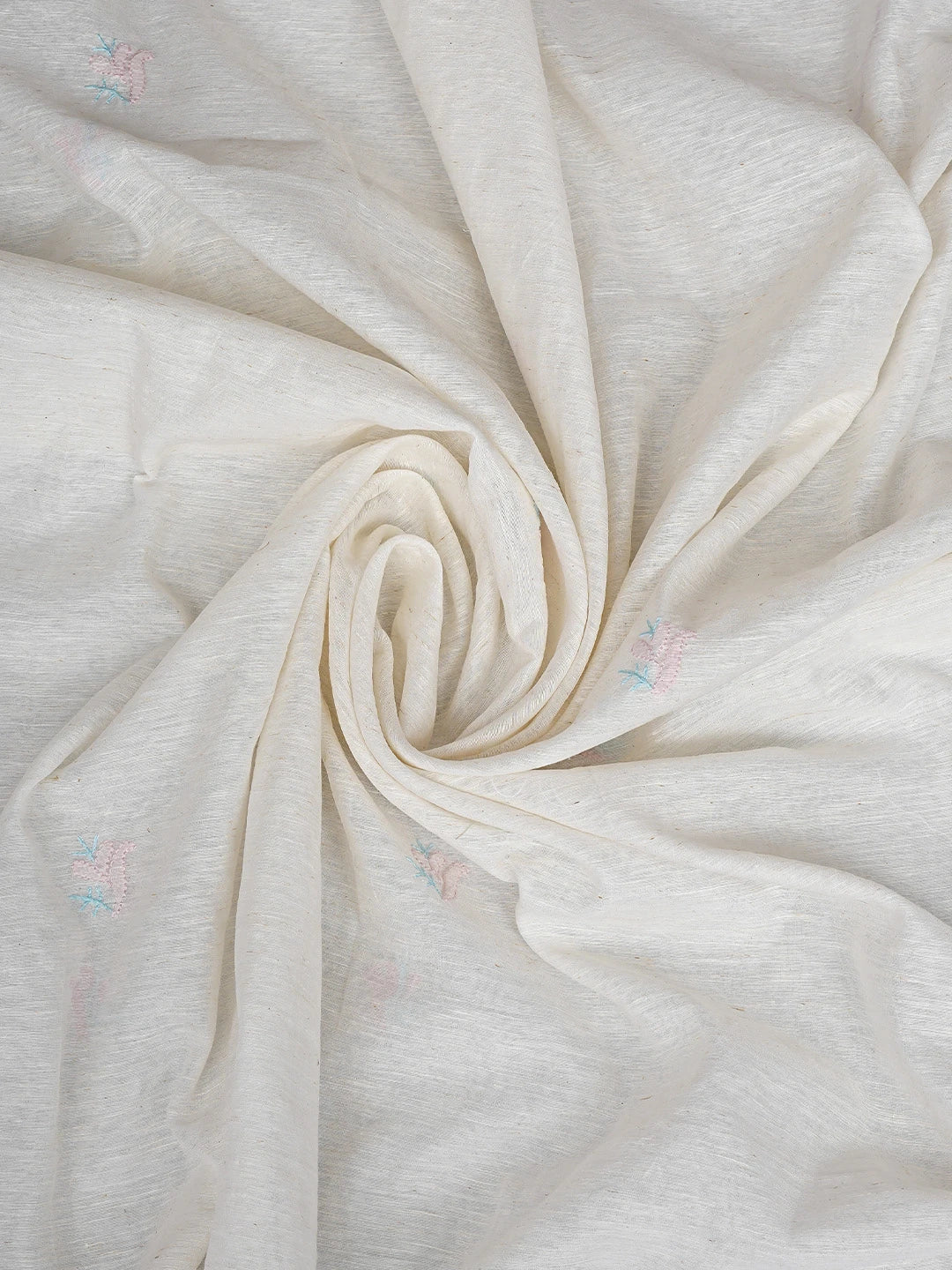 Ada Hand Embroidered White SeaShell  Khadi Chanderi Lucknowi Chikankari Semi-stitched Kurta Dupatta Set 01A896612