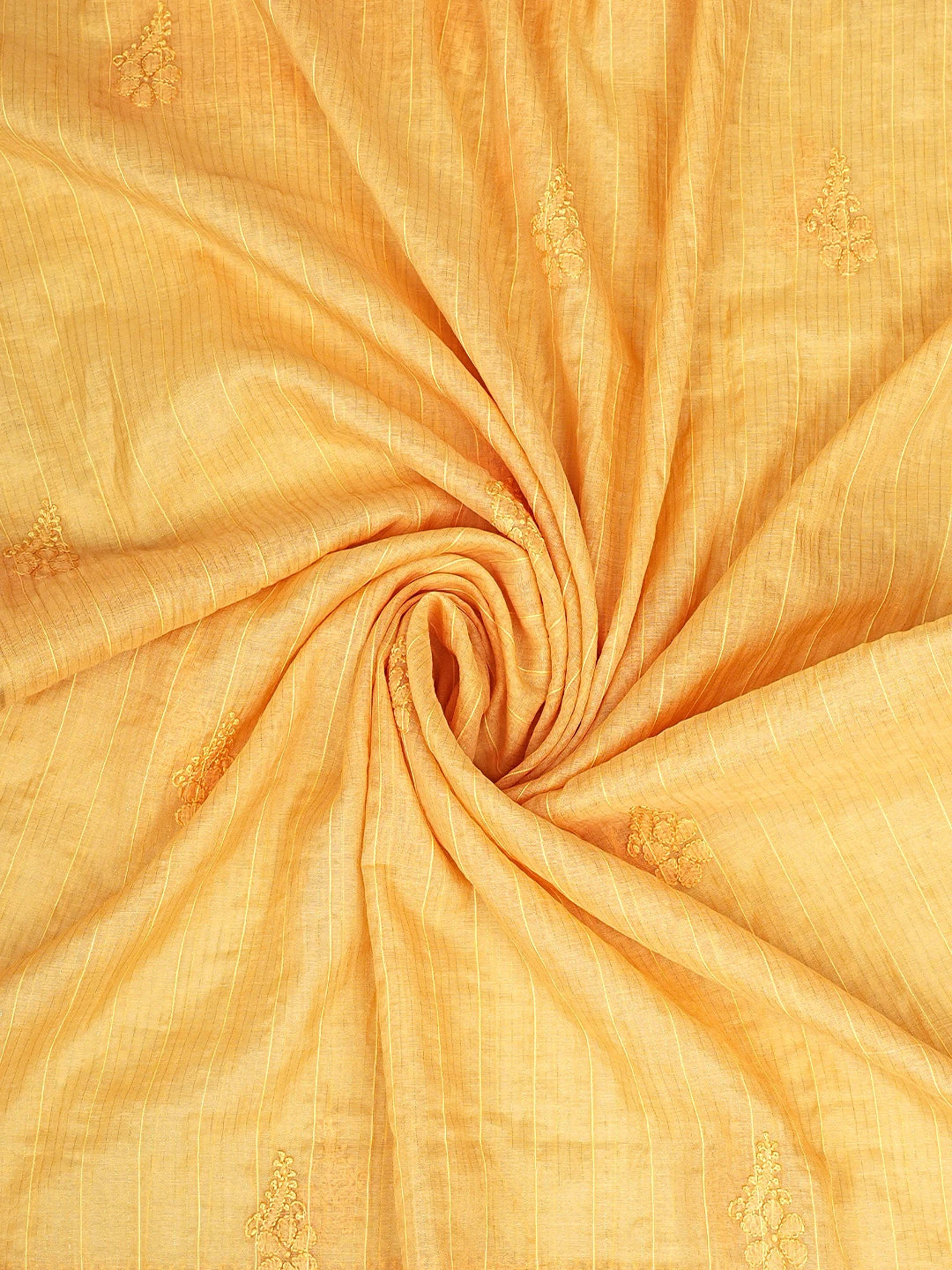 Ada Hand Embroidered Light Orange Chanderi Lucknowi Chikankari Unstitched Kurta Dupatta Set 01A922026