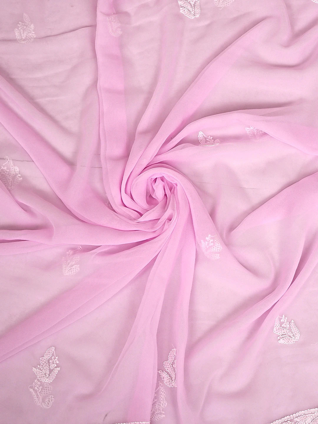 Ada Hand Embroidered Pink Georgette Lucknowi Chikankari Unstitched Suit Piece 01A933072