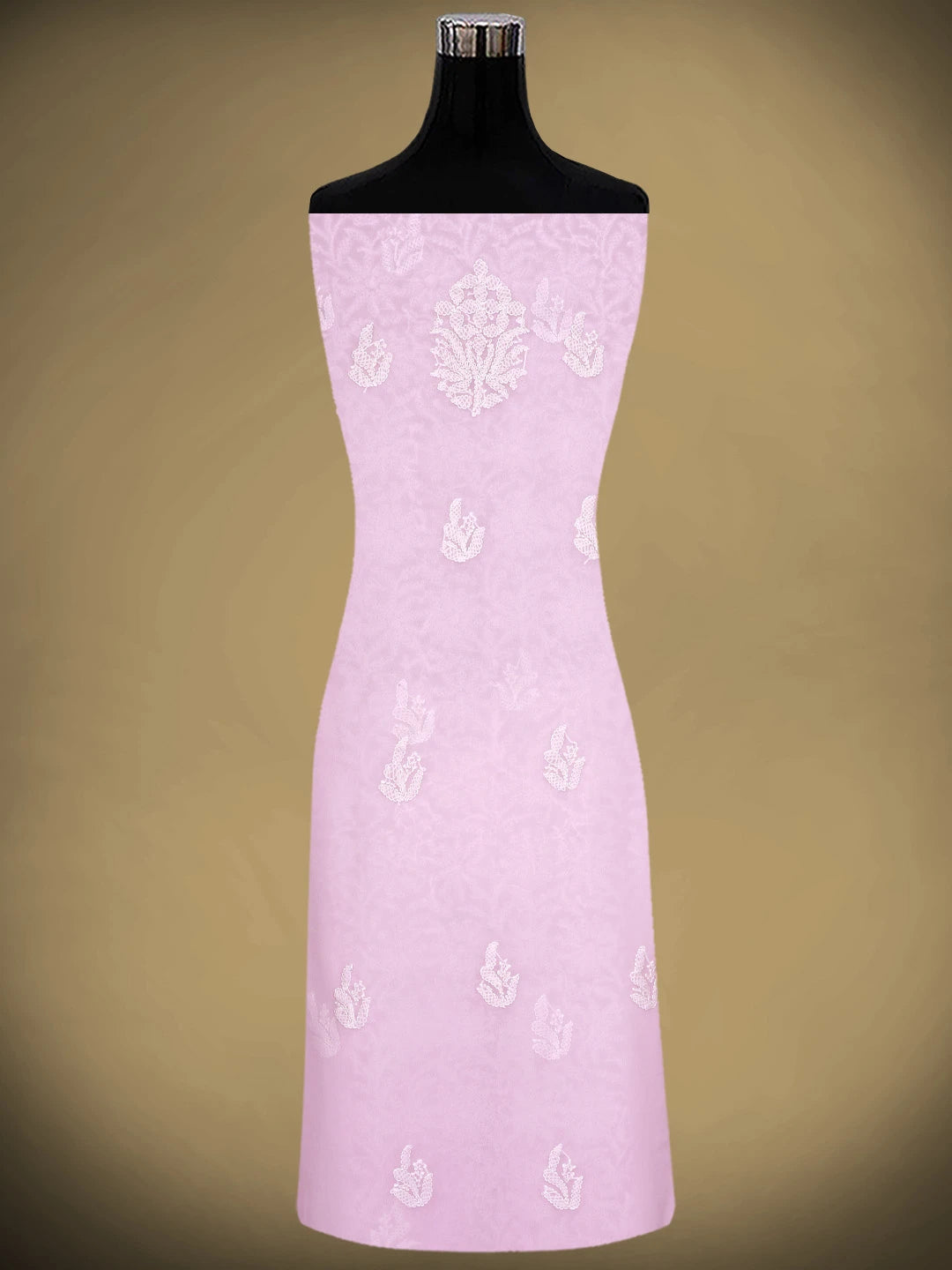 Ada Hand Embroidered Pink Georgette Lucknowi Chikankari Unstitched Suit Piece 01A933072