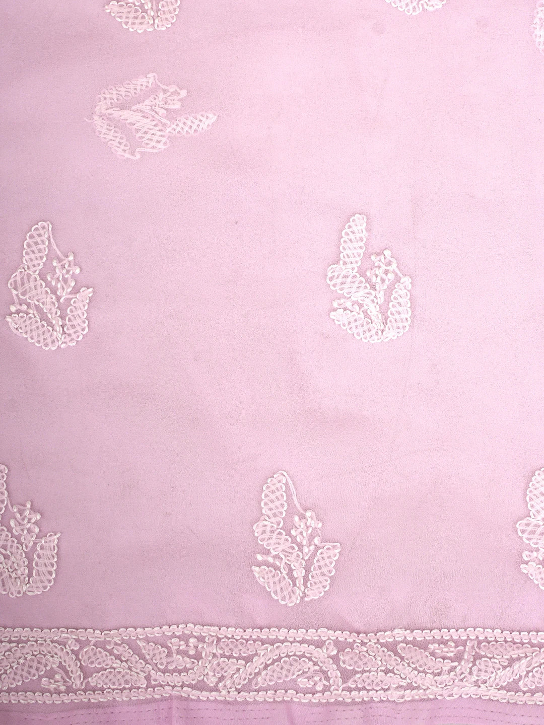 Ada Hand Embroidered Pink Georgette Lucknowi Chikankari Unstitched Suit Piece 01A933072