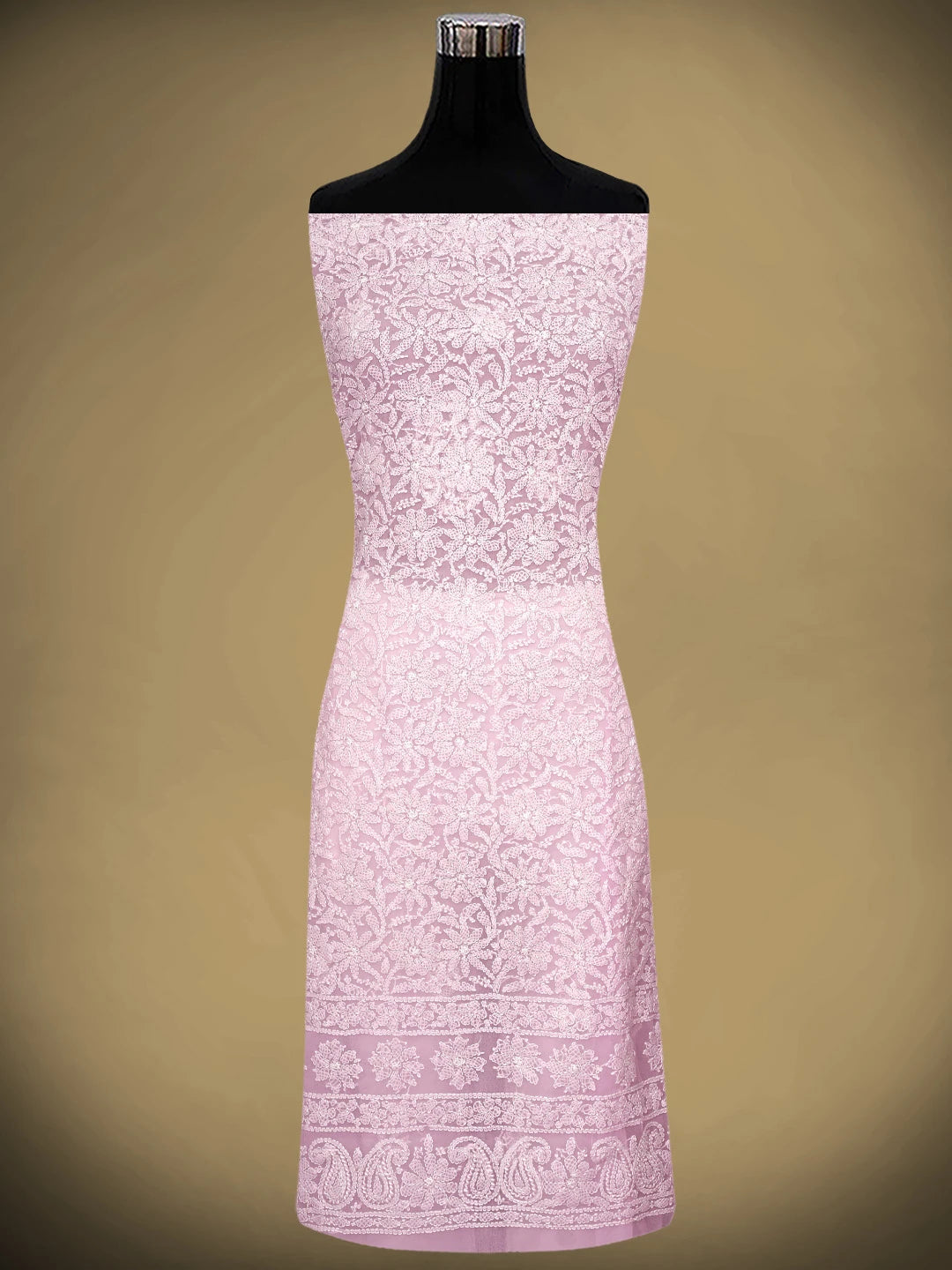 Ada Hand Embroidered Pink Georgette Lucknowi Chikankari Unstitched Suit Piece 01A933072