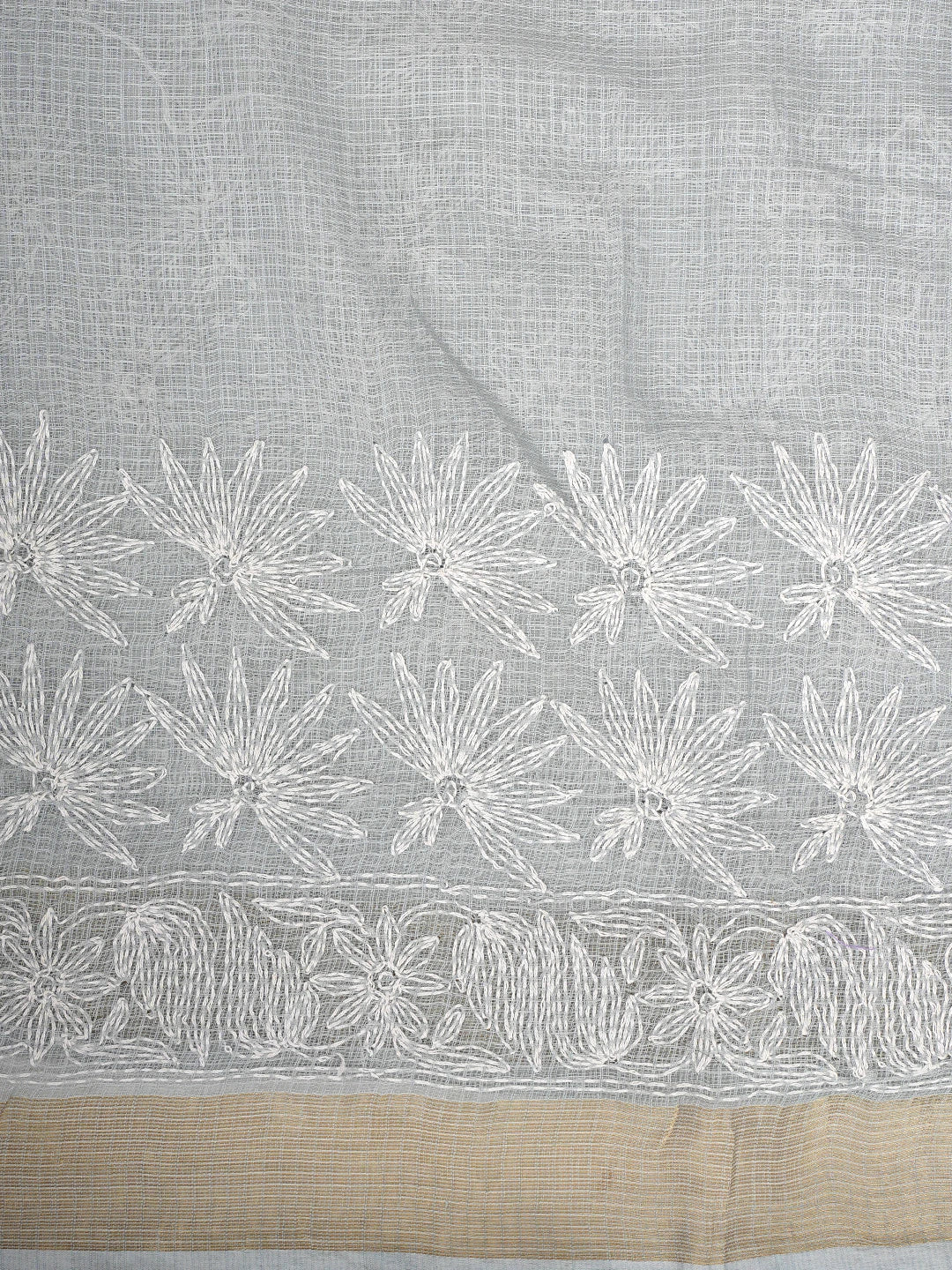 Ada Hand Embroidered Grey Kota Lucknowi Chikankari Saree and Blouse 01A922180