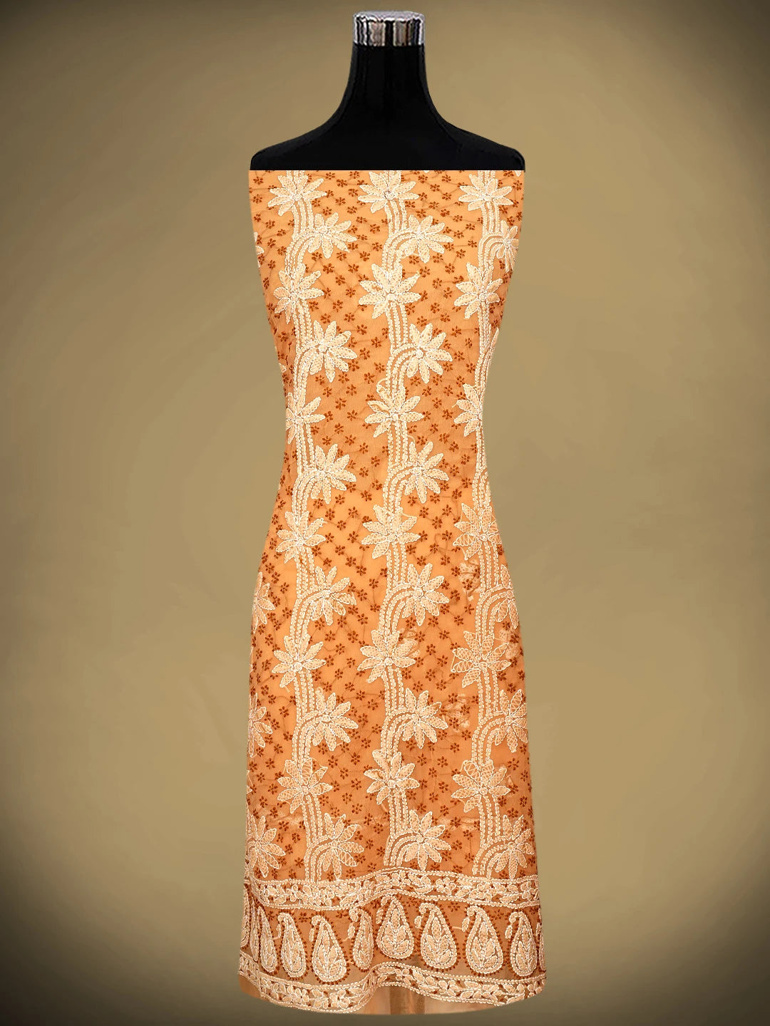 Ada Hand Embroidered Coral Glow Georgette Lucknowi Chikankari Unstitched Suit Piece 01A933053