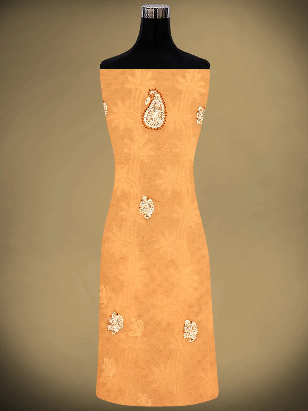 Ada Hand Embroidered Coral Glow Georgette Lucknowi Chikankari Unstitched Suit Piece 01A933053